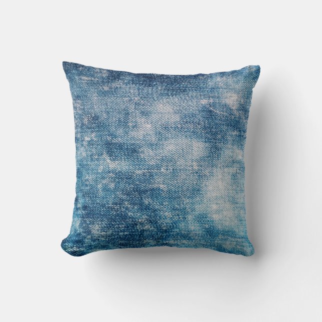 Blue jeans denim texture cushion (Front)