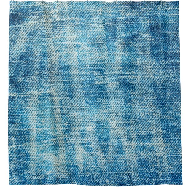 Blue jeans denim texture shower curtain (Front)