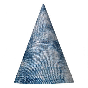 Blue Jeans Denim, Textured Background. Party Hat