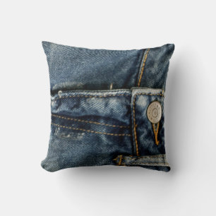 Blue Jeans Denim Zipper Faux Cushion