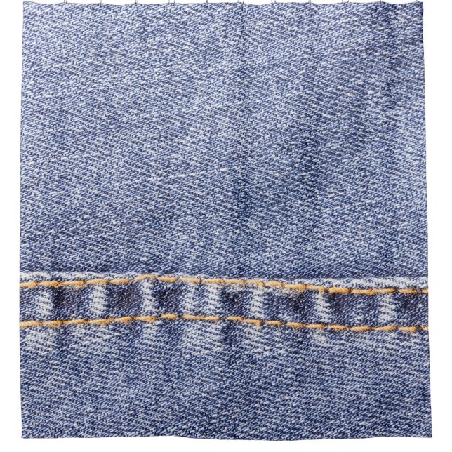 Blue jeans: detailed sew texture. shower curtain (Front)