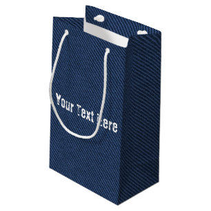 Blue Jeans Fabric - Add Your Text - Customisable Small Gift Bag