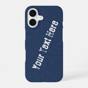 Blue Jeans Fabric - Add Your Text / Name iPhone 16 Case