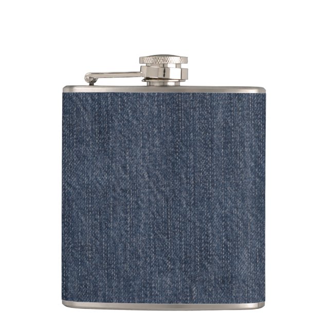 Blue Jeans Fabric Hip Flask (Front)