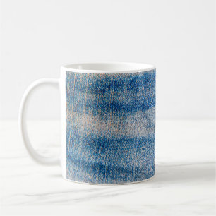 Blue jeans fabric texture, textile background coffee mug