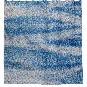 Blue jeans fabric texture, textile background shower curtain