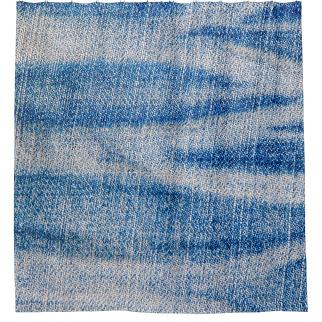 Blue jeans fabric texture, textile background shower curtain (Front)