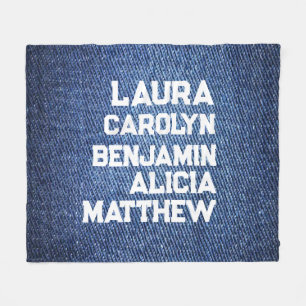 Blue jeans Grandchildren's names simple modern Fleece Blanket