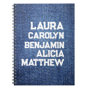 Blue jeans Grandchildren's names simple modern Notebook