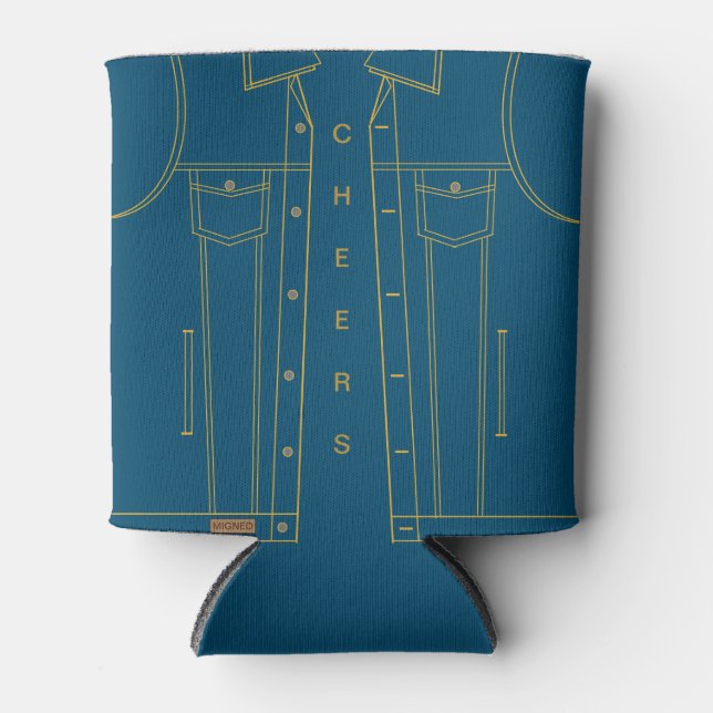 Blue Jeans Jacket - Cheers - Add Text / Name - Fun Can Cooler (Front)