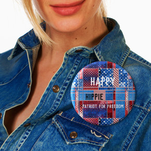 Blue Jeans Patchwork Personalised Patriot Button