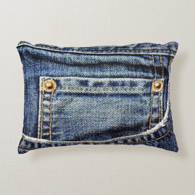 Blue Jeans Pocket Decorative Cushion (Front)