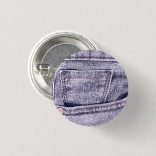 Blue Jeans Pocket, Fabric, Seams 3 Cm Round Badge
