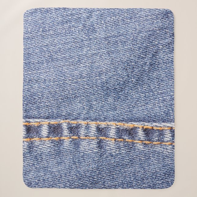 Blue jeans sew closeup texture.  sherpa blanket (Front)