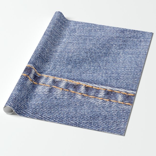 Blue jeans sew closeup texture.  wrapping paper (Unrolled)