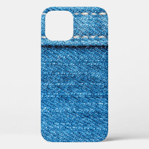 Blue jeans texture background. iPhone 12 case