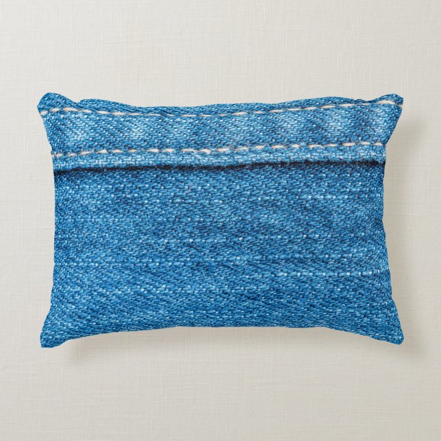 Blue jeans texture background. decorative cushion (Front)