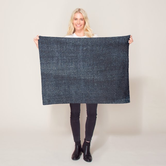 Blue jeans Vintage Denim fabric texture Fleece Blanket (In Situ)
