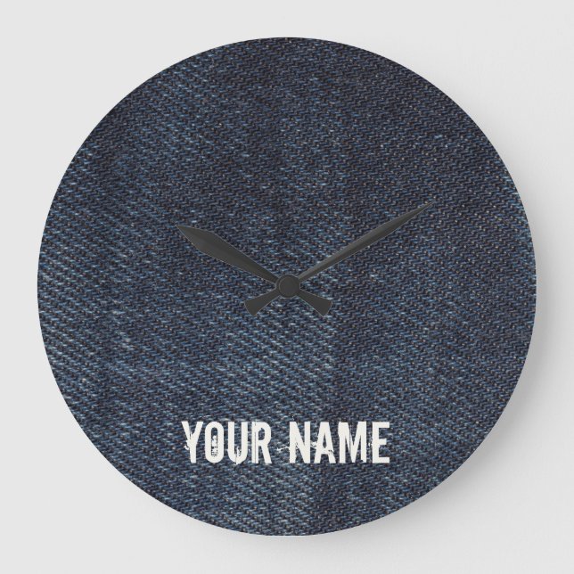 Blue jeans Vintage Denim fabric texture Large Clock (Front)