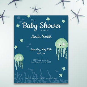 Blue Jellyfish Baby Shower Budget Invitation