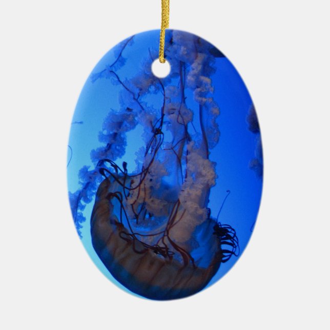 Blue Jellyfish Christmas Ornament (Front)