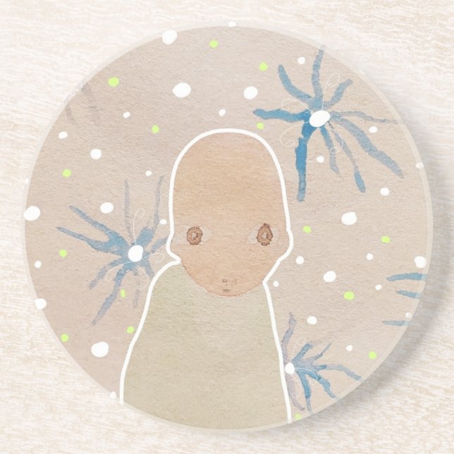 Blue jellyfish flowers  coaster (Front)