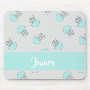 Blue jellyfish on grey mouse mat