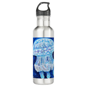 Blue Jellyfish Painting 710 Ml Water Bottle
