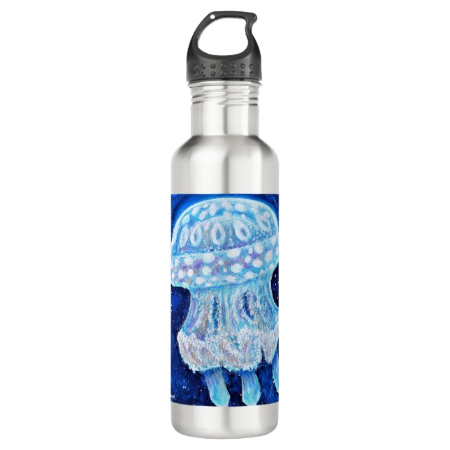 Blue Jellyfish Painting 710 Ml Water Bottle (Front)