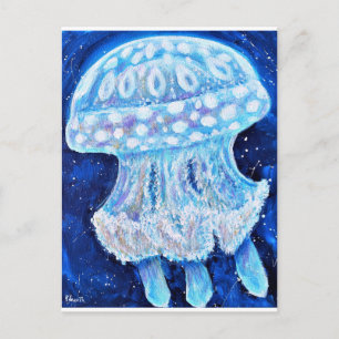 Blue Jellyfish Painting Postcard