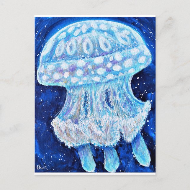 Blue Jellyfish Painting Postcard (Front)
