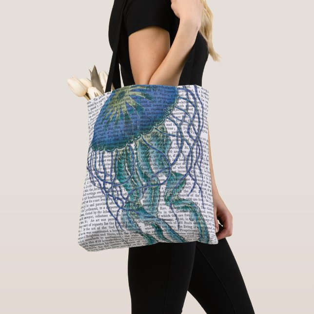 Blue Jellyfish Tote Bag (Close Up)