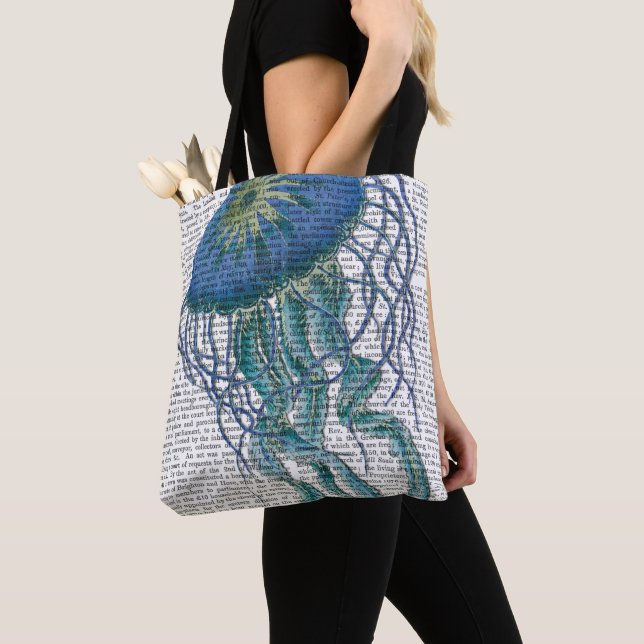 Blue Jellyfish Tote Bag (Close Up)