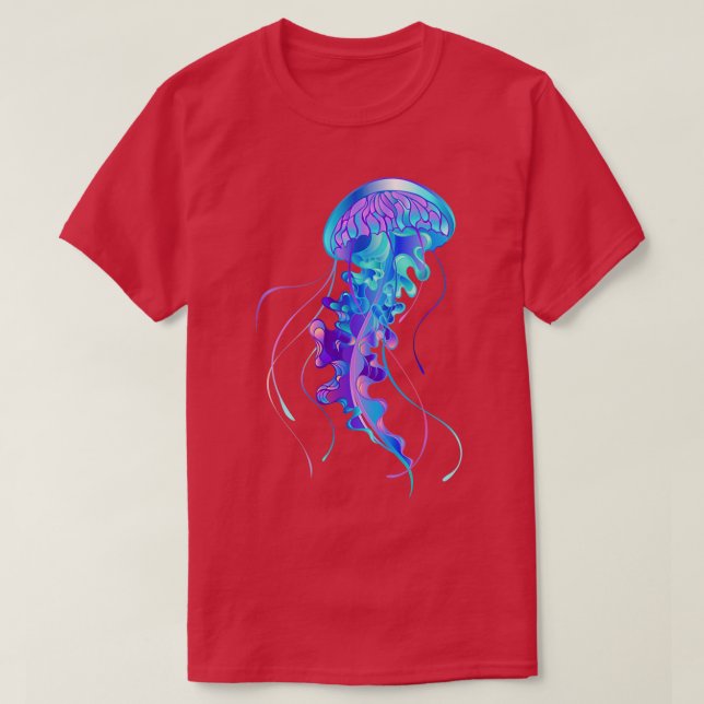 Blue Jellyfish Watercolor T-Shirt (Design Front)