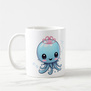 Blue jellyfish with a pink tiara Coffee Mug