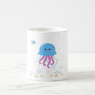 Blue jellyfish with pink tentacles Coffee Mug