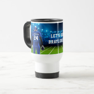 Blue Jersey Football Player Travel Mug
