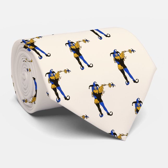 Blue Jester April Fool's Day Tie (Rolled)