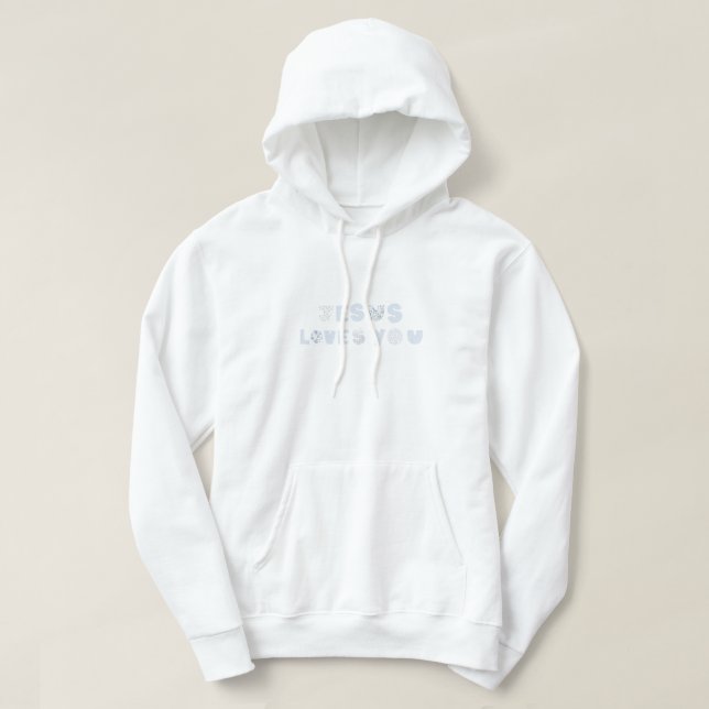 Blue "Jesus Loves You" Hoodie  (Design Front)