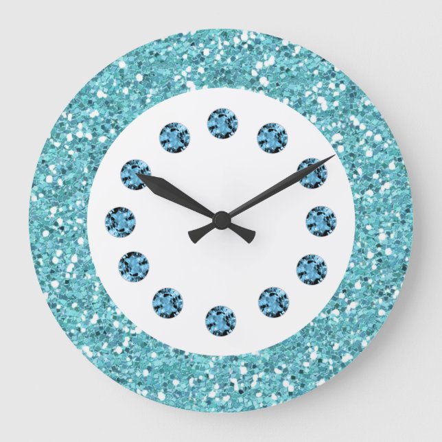 Blue Jewel Bling Wall Clock (Front)