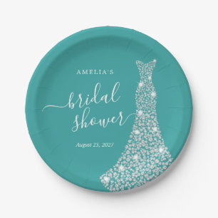 Blue Jewel Dress Bridal  Paper Plate