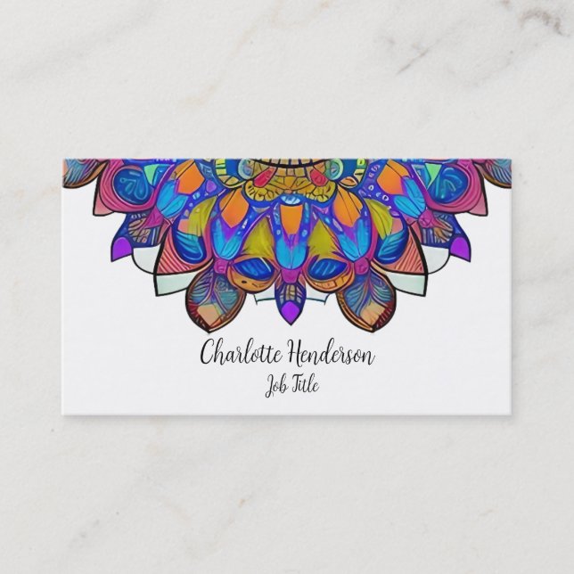 Blue Jewel Mandala Business Card (Front)