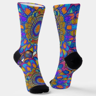 Blue Jewel Mandala Socks