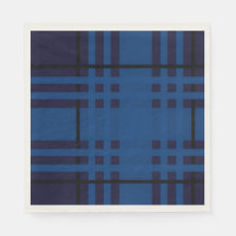 Blue Jewel Plaid Tartan Paper Napkin