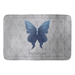 Blue Jeweled Butterfly Bath Mat