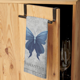 Blue Jeweled Butterfly Tea Towel