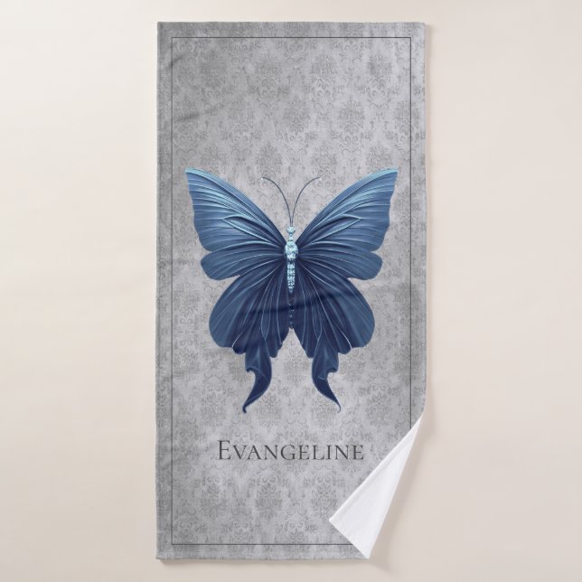 Blue Jewelled Butterfly Bath Towel Set (Bath Towel)