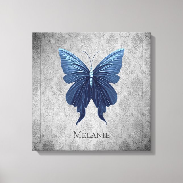 Blue Jewelled Butterfly Canvas Print (Front)
