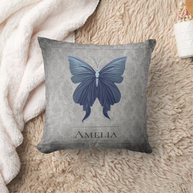 Blue Jewelled Butterfly Cushion (Blanket)