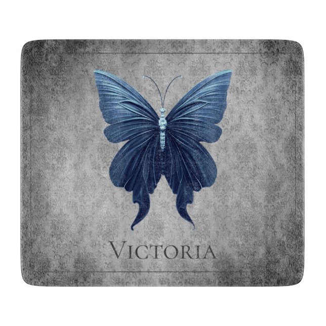 Blue Jewelled Butterfly Cutting Board (Front)